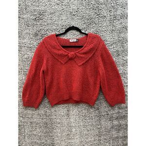 Rixo Serenity Metallic-knit Sweater In Red Size M $249‎